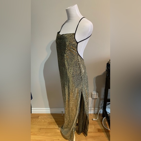 Gold sequin backless maxi dress formal - Picture 2 of 7